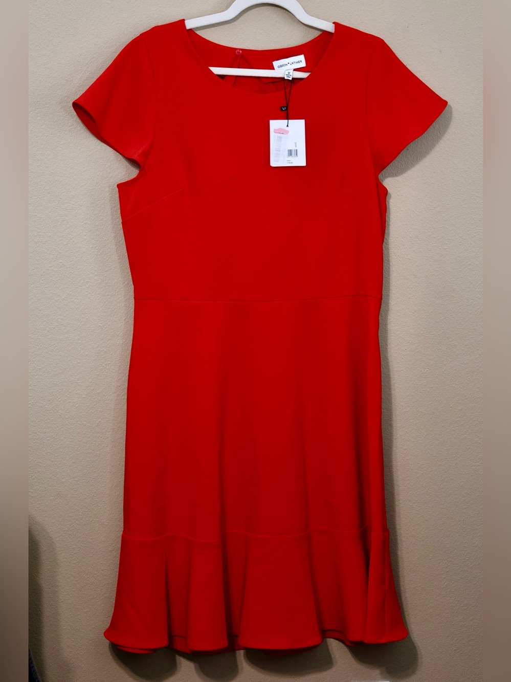 NWT Gibson Latimer Red Ruffle Back Dress Size XL